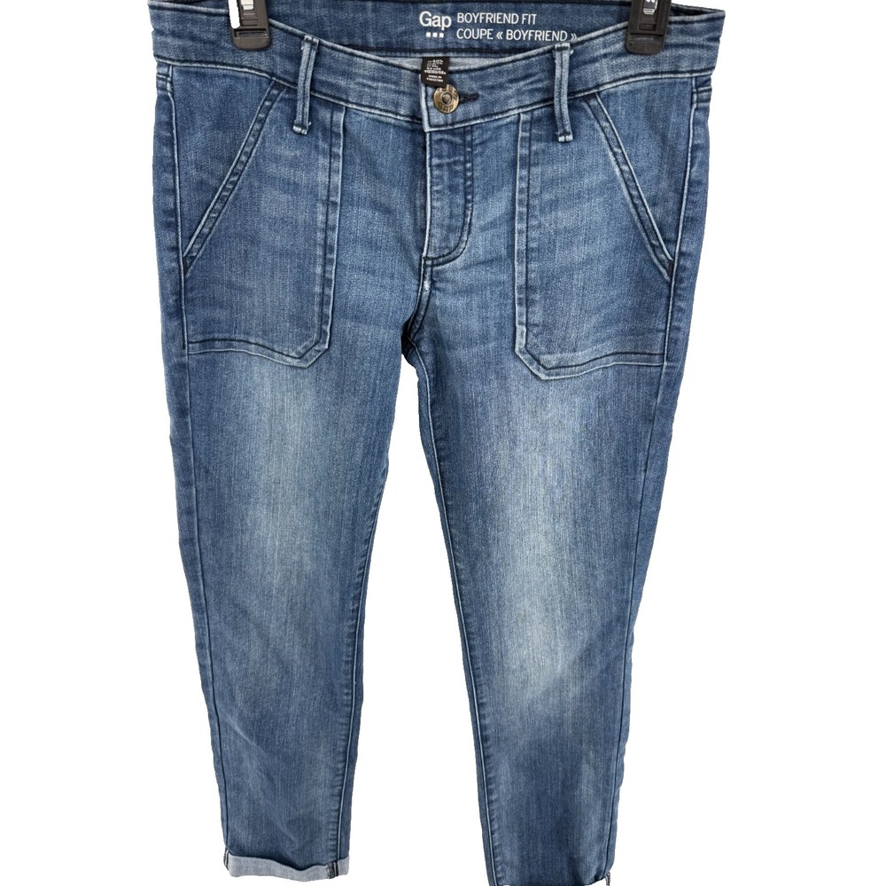 Gap Boyfriend Fit Jeans Utility Patch Pocket‎ Denim Womens 4 32x9